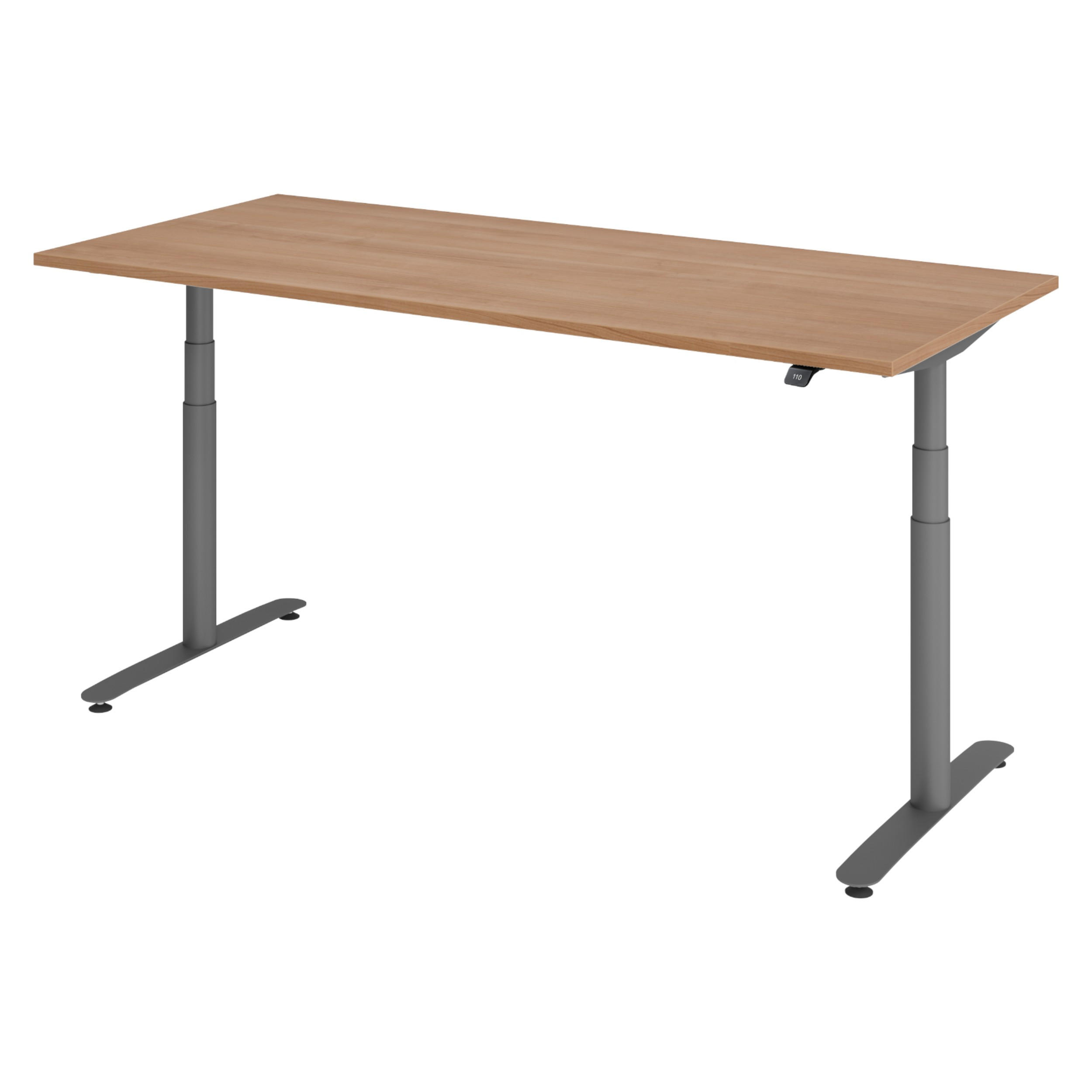 SCHREIBTISCH elektrisch Bluetooth & App XDLR 180/80/72 cm in Nussbaumfarben/Graphitfarben - Nussbaumfarben/Graphitfarben, Holzwerkstoff (180/80/72cm) - bümö