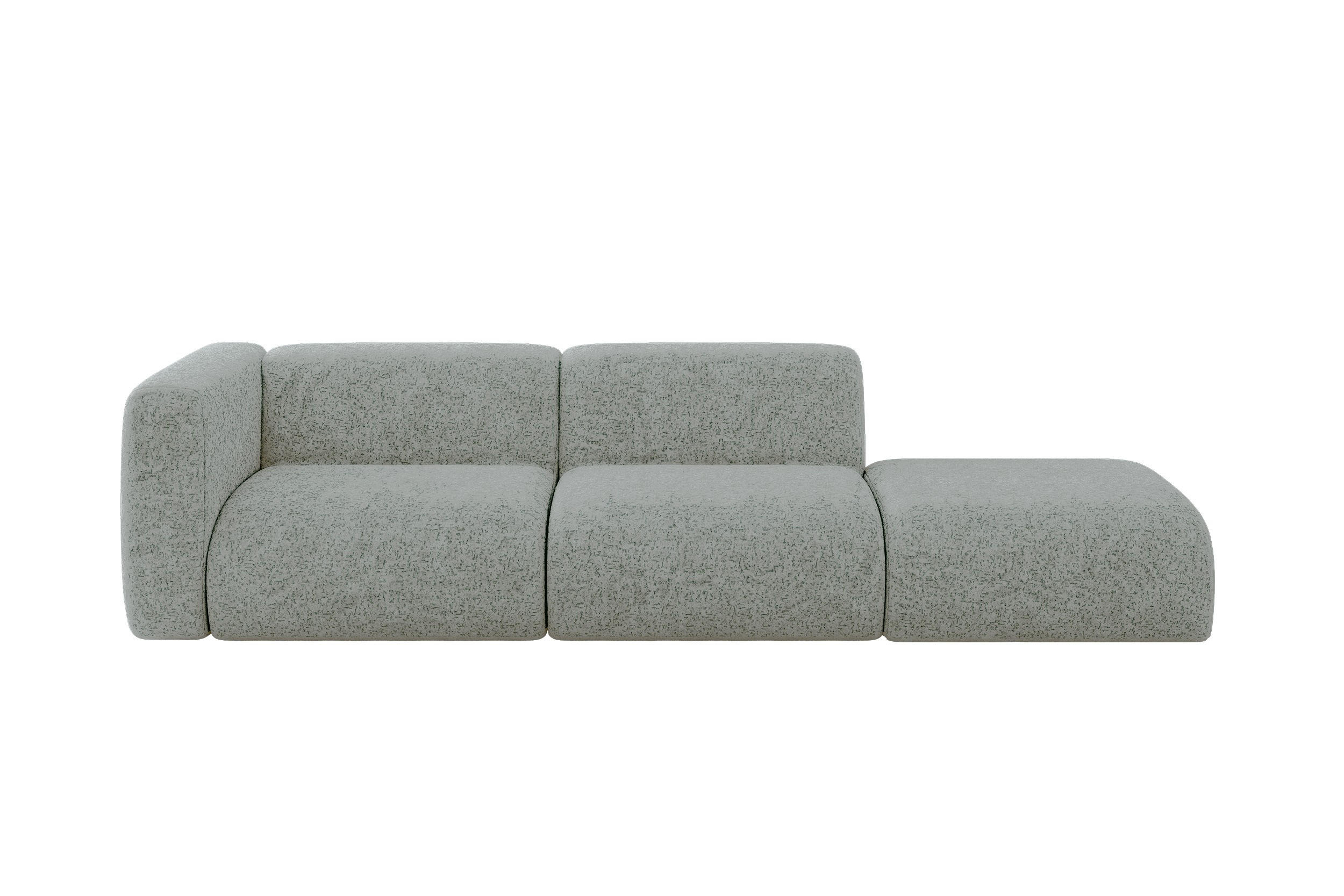 SOFA Ottomane Links MIRA-S3 296x89x70 Grün Velours - Schwarz/Hellgrün, Holzwerkstoff/Kunststoff (296/70/89cm) - ALTDECOR