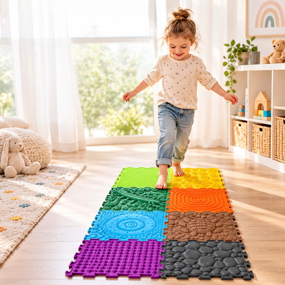 SENZORICKÁ PODLOŽKA Vícebarevná 8ks-sada silikon - různobarevná, plast (24.5/24.5cm) - Relaxdays