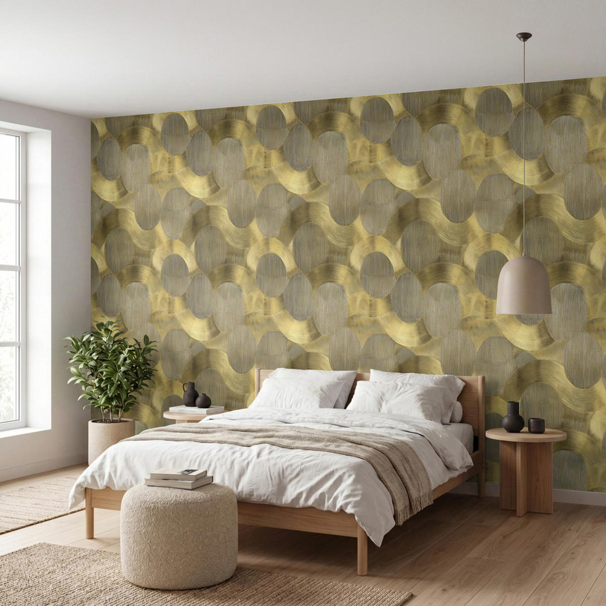 TAPETE - Modern - Geometrisch - Gold - 450x200 cm - Goldfarben, Papier (450/200cm) - OnlyWow