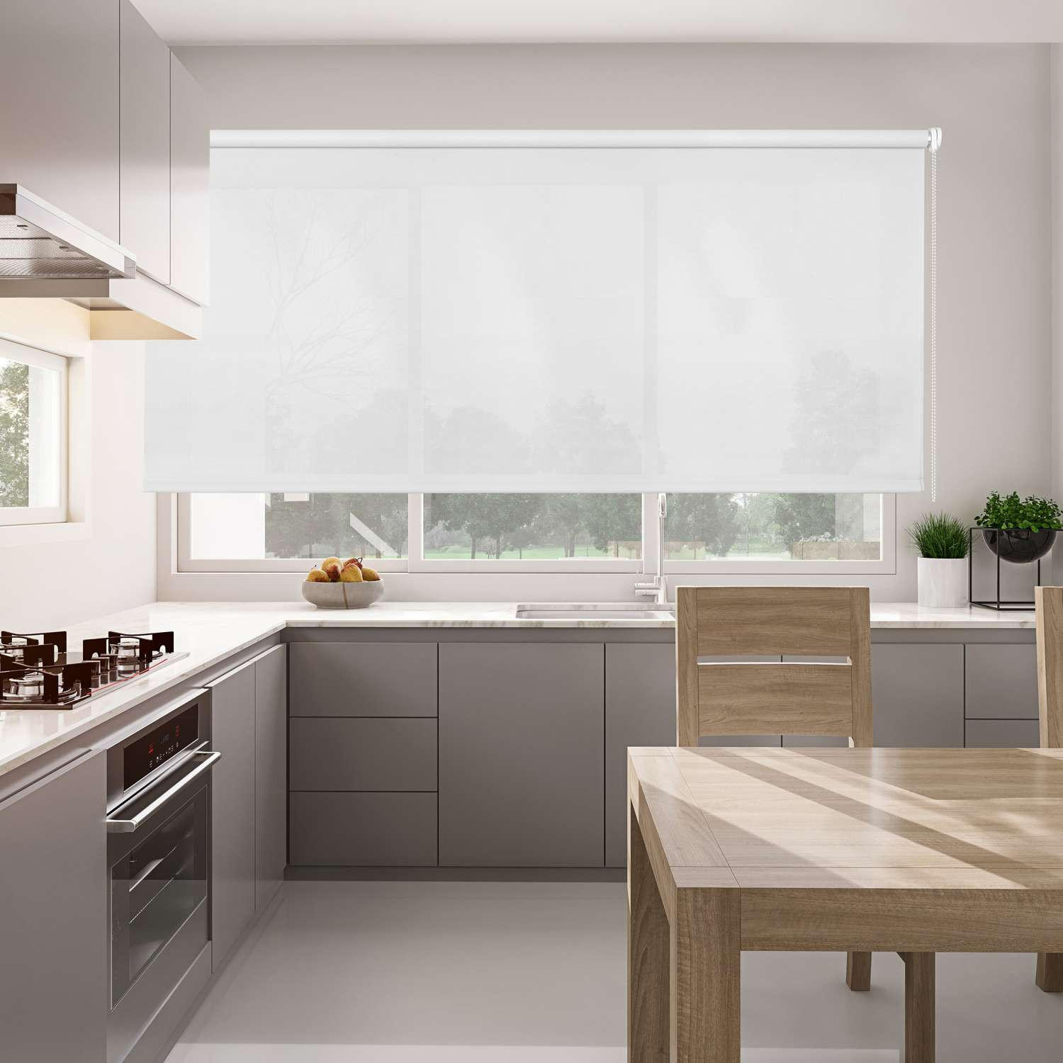 Thumbnail - Storesdeco Screen-Rollo, Weiß, Kunststoff, Uni, Rechteckig, 45x180 cm, CE, Wohntextilien, Rollos & Jalousien, Rollos