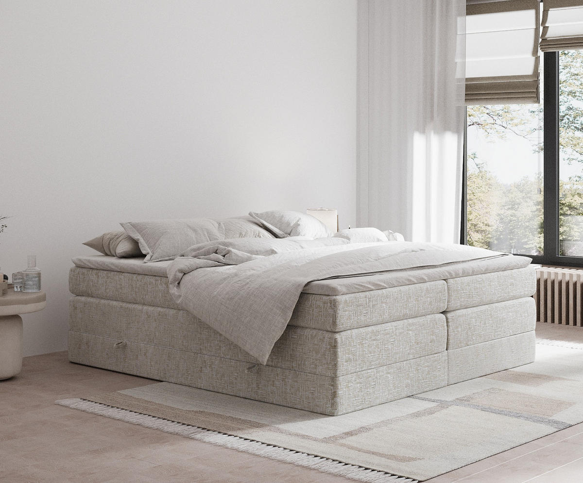 BOXSPRINGBETT Juniper Beige 160/200 cm - Beige/Schwarz, Holz/Holzwerkstoff (160/200cm) - Maison de Reve