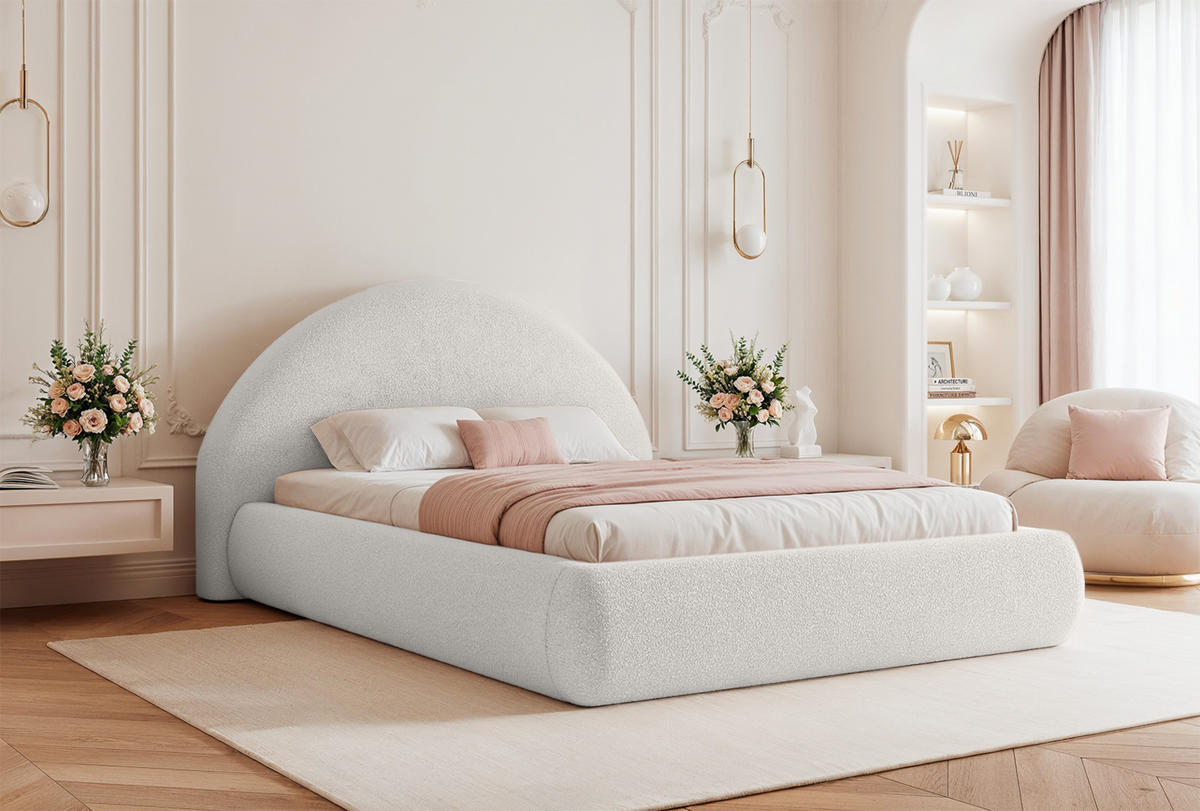 POLSTERBETT Scafa 180x200 cm, Weiß - Weiß, Textil (180/200cm) - Fedve