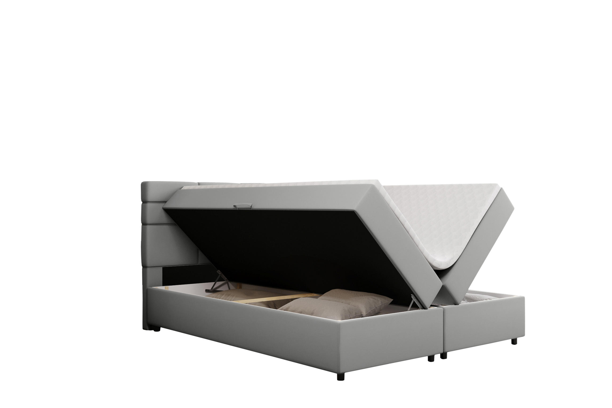 BOXBETT Reve 160 x 200 cm mit Bettkasten und Lattenrost ohne matratze - hellgrau - Dunkelgrau, Holz (160/200cm) - Panda Möbel