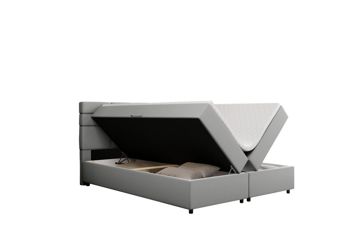 BOXBETT Reve 160 x 200 cm mit Bettkasten und Lattenrost ohne matratze - hellgrau - Dunkelgrau, Holz (160/206cm) - Panda Möbel
