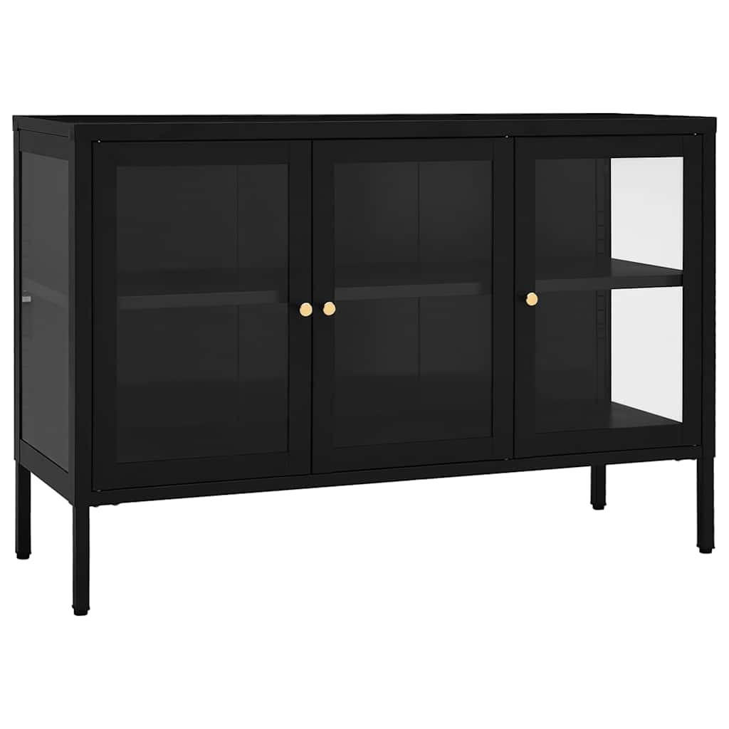 SIDEBOARD Schwarz 70/35/70 Cm Stahl Und Glas - Schwarz, Metall (105/70/35cm) - vidaXL