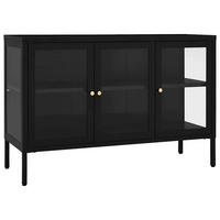 SIDEBOARD Schwarz 70/35/70 Cm Stahl Und Glas - Schwarz, Metall (105/70/35cm) - vidaXL