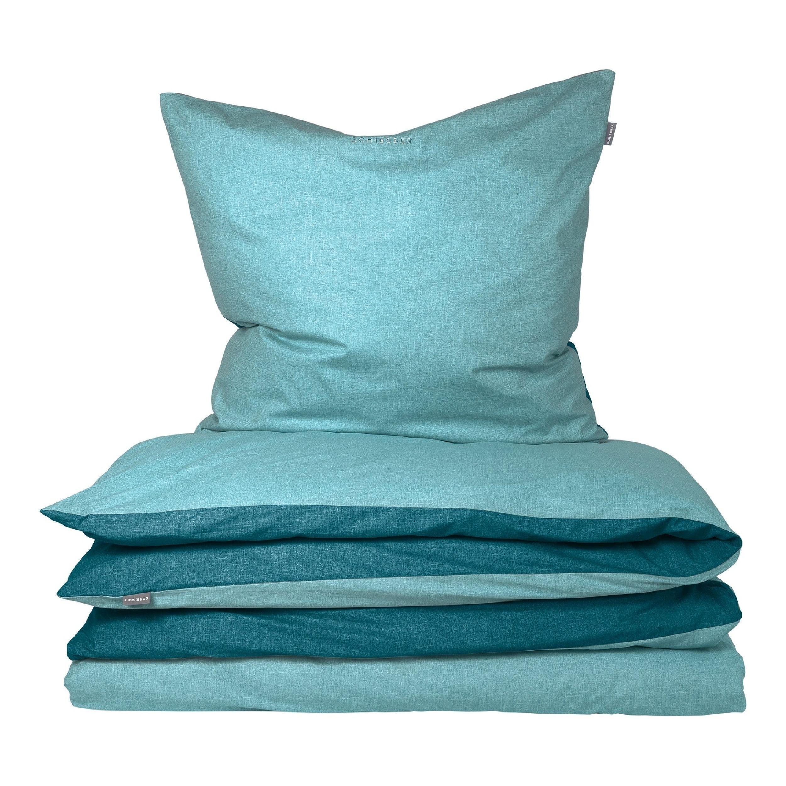BETTWÄSCHESET Doubleface Renforcé 2-teilig 155x220 cm Türkis - Türkis, Textil (155/220cm) - SCHIESSER