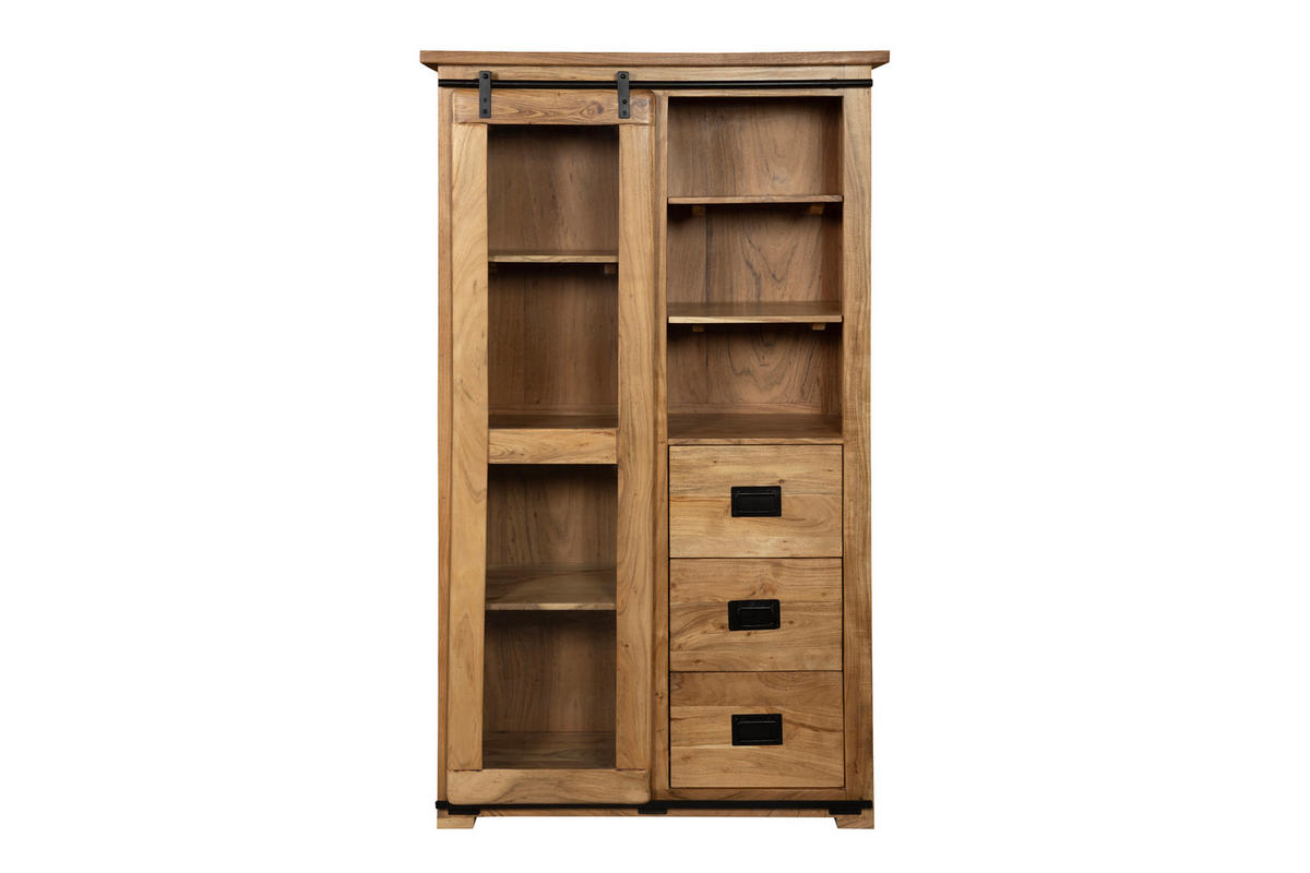 HIGHBOARD LIBRO - Beige/Naturfarben, Akazienholz/Holz (100/175/45cm) - SAM