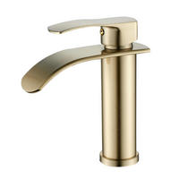 WASCHTISCHARMATUR Wasserfall gebürstetes Gold - Goldfarben, Metall (10/18.5/16cm)