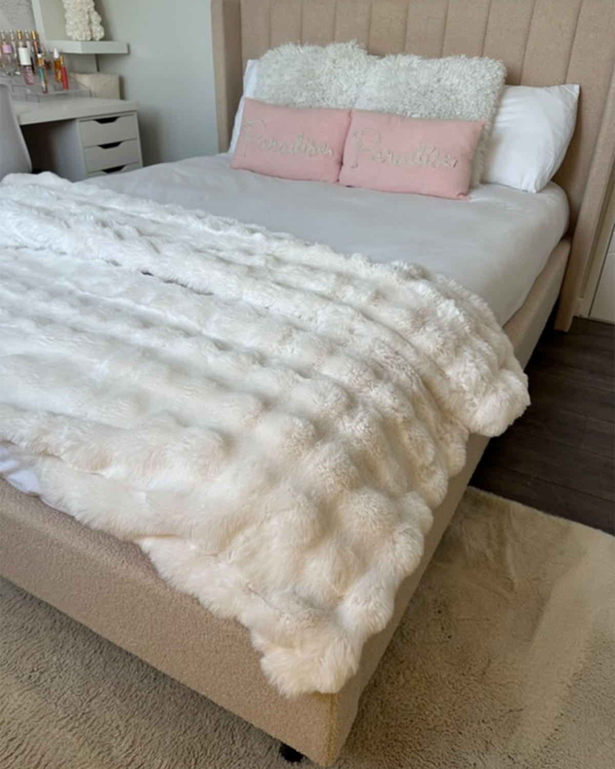 ČALOUNĚNÁ POSTEL s roštem 140x200 cm Béžová Villette - béžová, textil (140/200cm) - Beliani