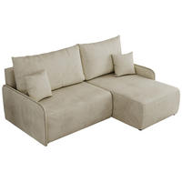 ECKSCHLAFSOFA ARPA L Beige Velvet - rechts - Beige/Schwarz, Kunststoff/Textil (150/198cm) - MKS