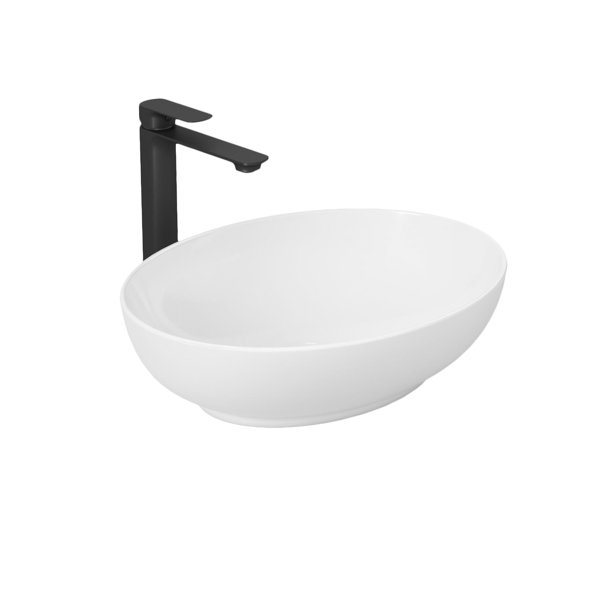 TV&Auml;TTST&Auml;LL Ovalt i keramik, blankt vitt, 51/39 cm 13/52/39.5 cm