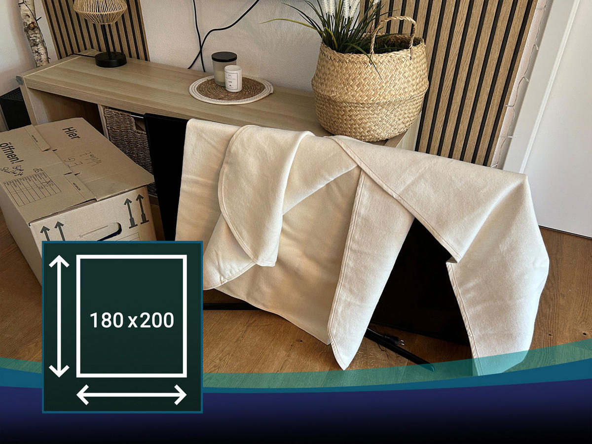 UMZUGSDECKE, 2er-Set, 180x200 cm, 100% Baumwolle, Weiß - Weiß, Textil (180/200cm) - Zollner