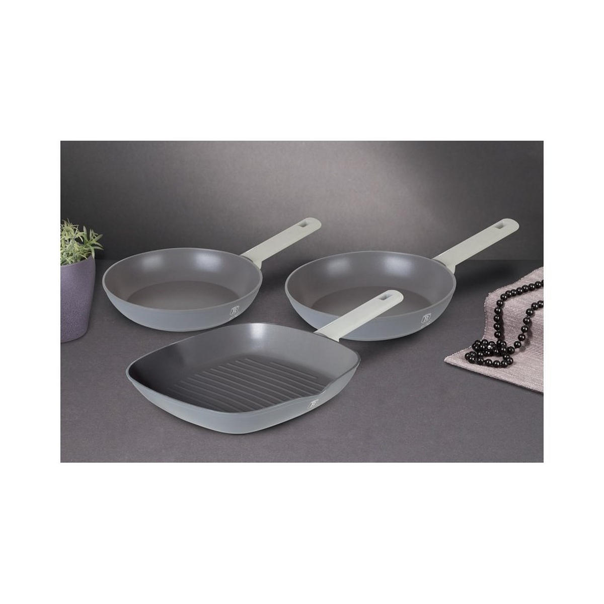 PFANNENSET Grau 28/28/4.8 cm 35570 - Grau, Kunststoff - Berlinger Haus