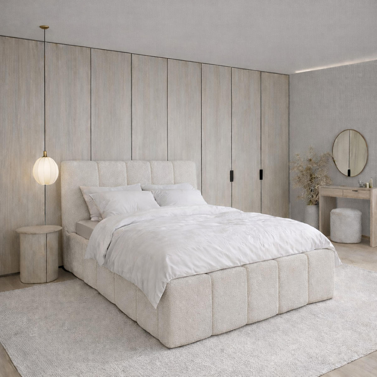 POLSTERBETT CLOUDY mit Bettkasten 180x200,Doppelbett,Lattenrost,Boxspringbett-Optik,ohne Matratze,Schlafzimmer-Beige - Beige, Holz (180/200cm) - Furnistar
