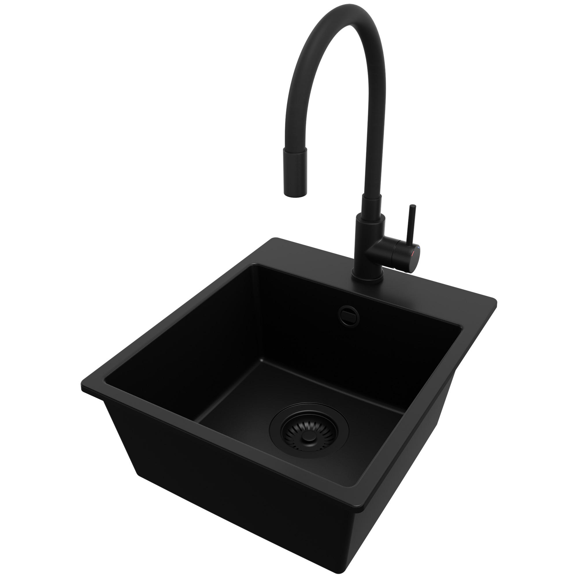 Primagran Granitspüle Schwarz, Schwarz, Schwarz 38x19x44 cm