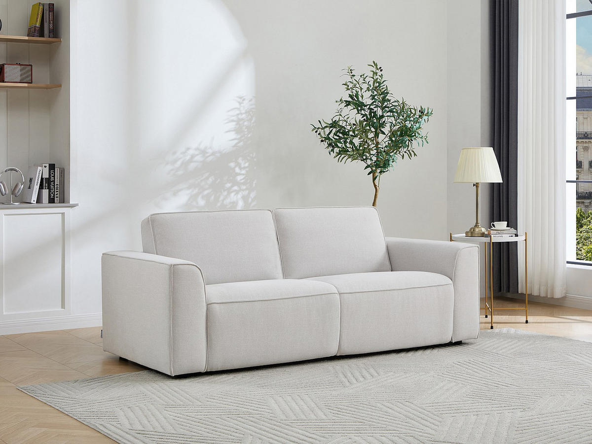 SCHLAFSOFA - 3 Personen - Stoff - Hellgrau - - Hellgrau, Textil (208/85/98cm) - Vente-Unique
