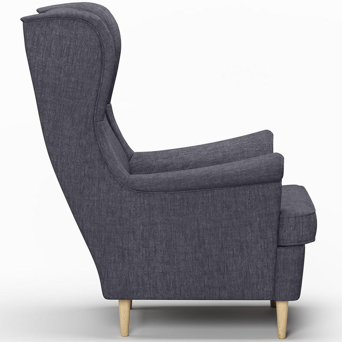 OHRENSESSEL Luno Grau Stoff ES-2 - Naturfarben/Grau, Holz/Textil (62/101/80cm) - Jana