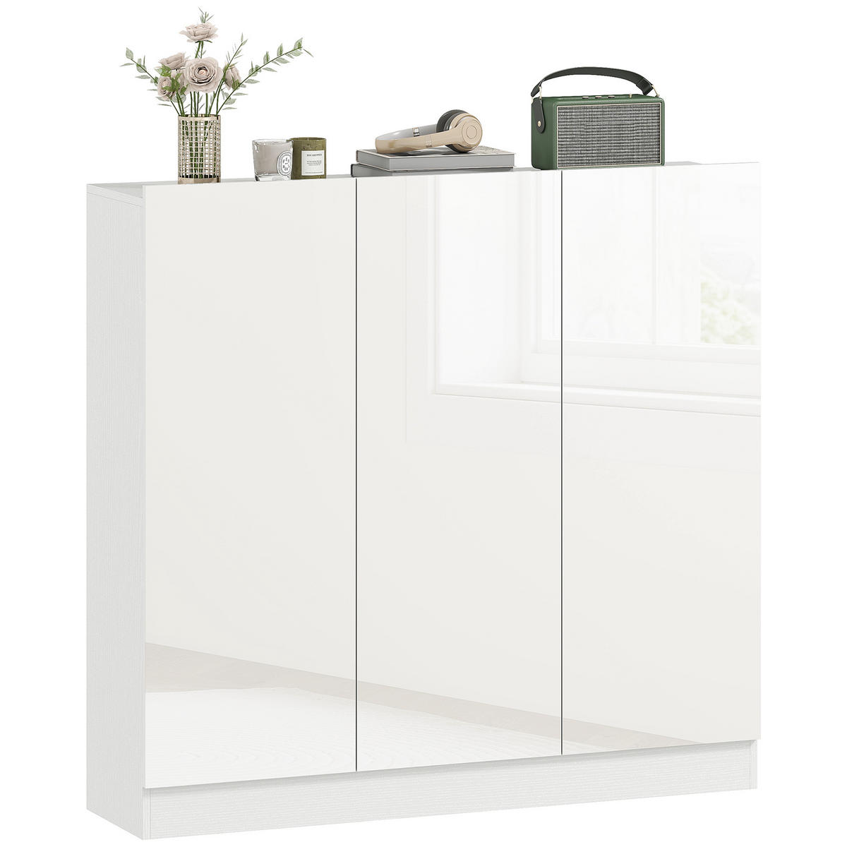 SCHUHSCHRANK DE-09740 10 Regale mit Soft-Close-Türen Weiß - Weiß, Holzwerkstoff (106.4/108.5/34cm) - ComfortXL