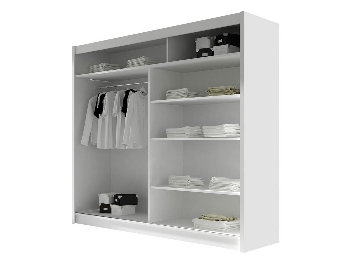 SCHWEBETÜRENSCHRANK Talin IV, mit RGB LED Beleuchtung - Silberfarben/Weiß, Holzwerkstoff/Metall (180/215/58cm) - MIRJAN24