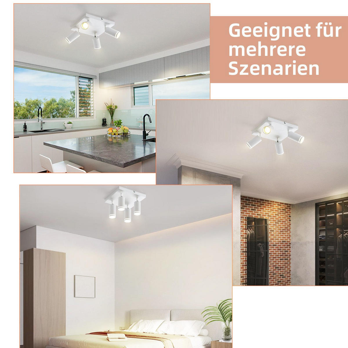 STRAHLER Adelebsen 4-flammig 25/25/17 cm - Weiß, Metall (25/25/17cm) - Nettlife