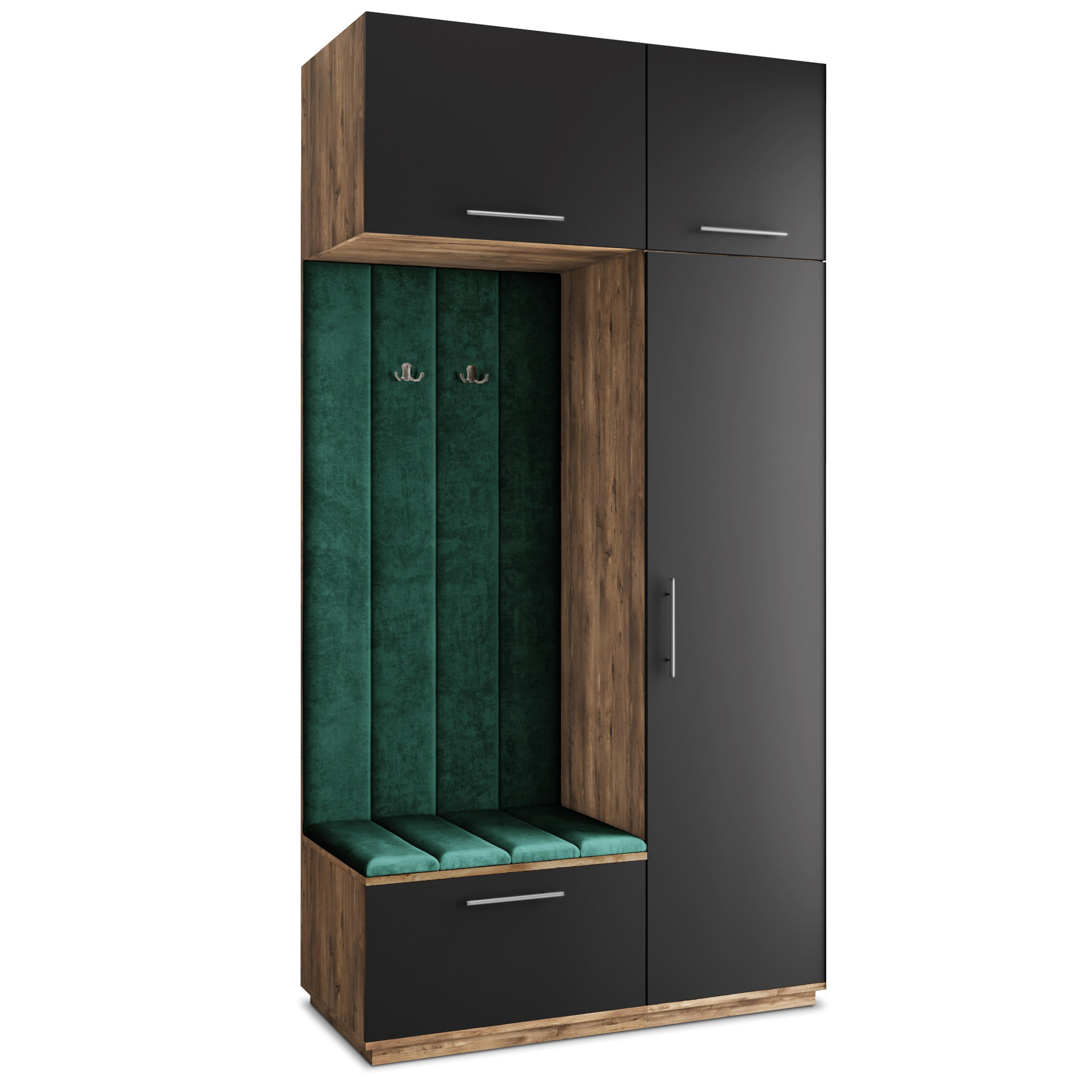 GARDEROBENSCHRANK REMA 120/240/60 cm Modern Garderobe-Set Eiche Lefkas - Eichefarben/Schwarz, Holzwerkstoff (120/240/60cm) - MASSENO