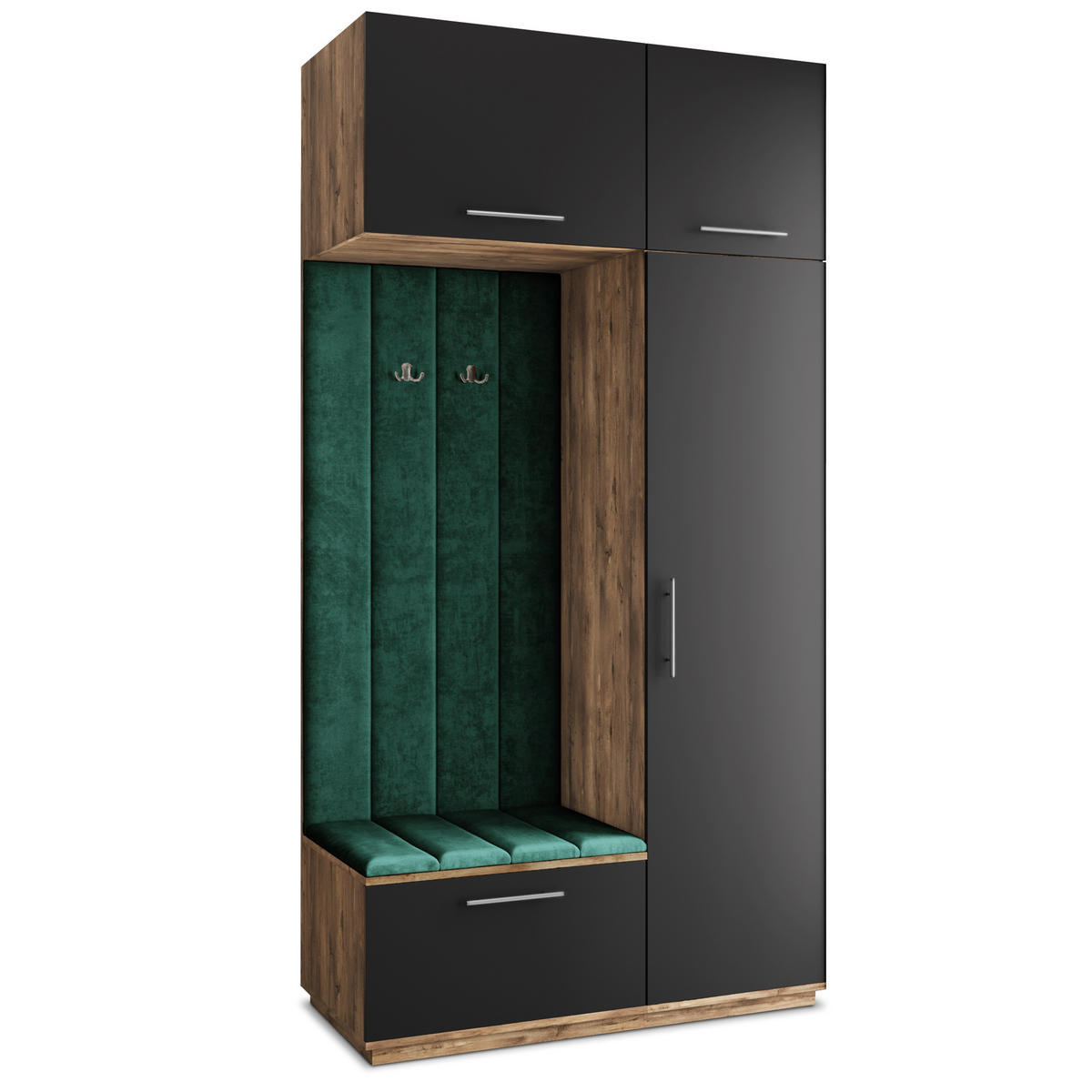 GARDEROBENSCHRANK REMA 120/240/60 cm Modern Garderobe-Set Eiche Lefkas - Eichefarben/Schwarz, Holzwerkstoff (120/240/60cm) - MASSENO