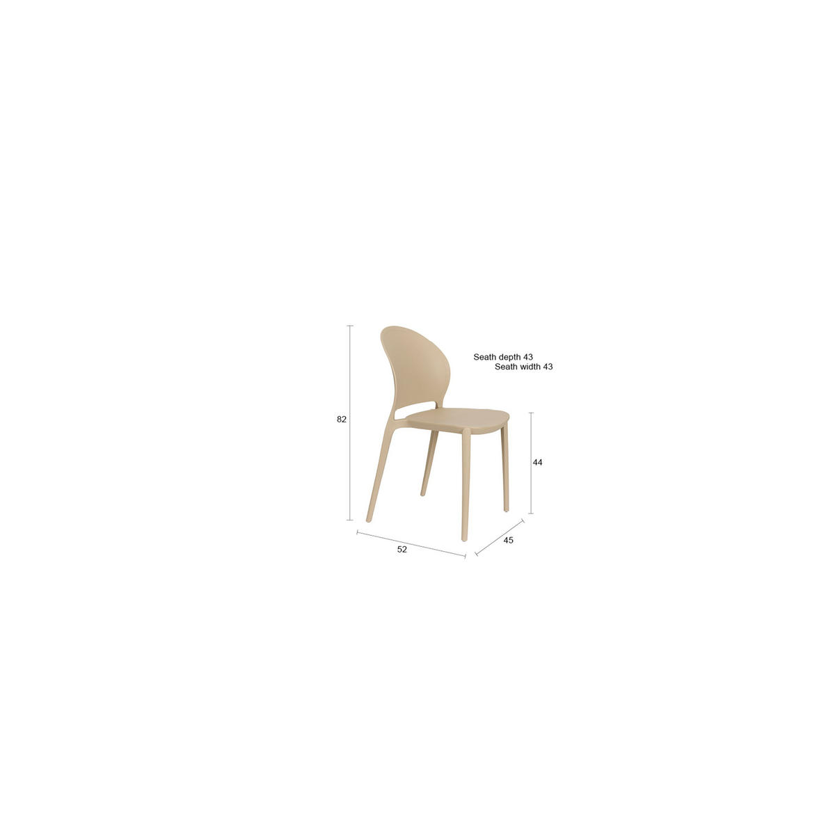 GARTENSTUHL Sjoerd Beige - 4 er Set - Beige, Kunststoff (45/82/52cm) - Housecraft Living