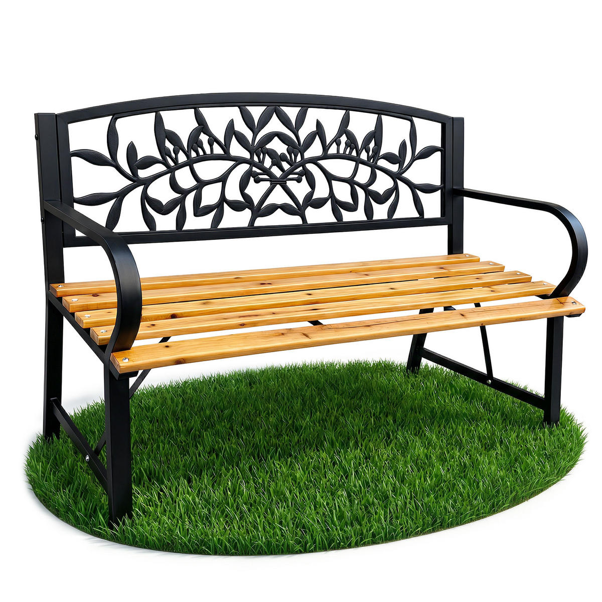 GARTENBANK REO Schwarz, Braun 118 x 87 x51,5 cm - Schwarz/Braun, Holz/Metall (118/87/51.5cm) - Akord