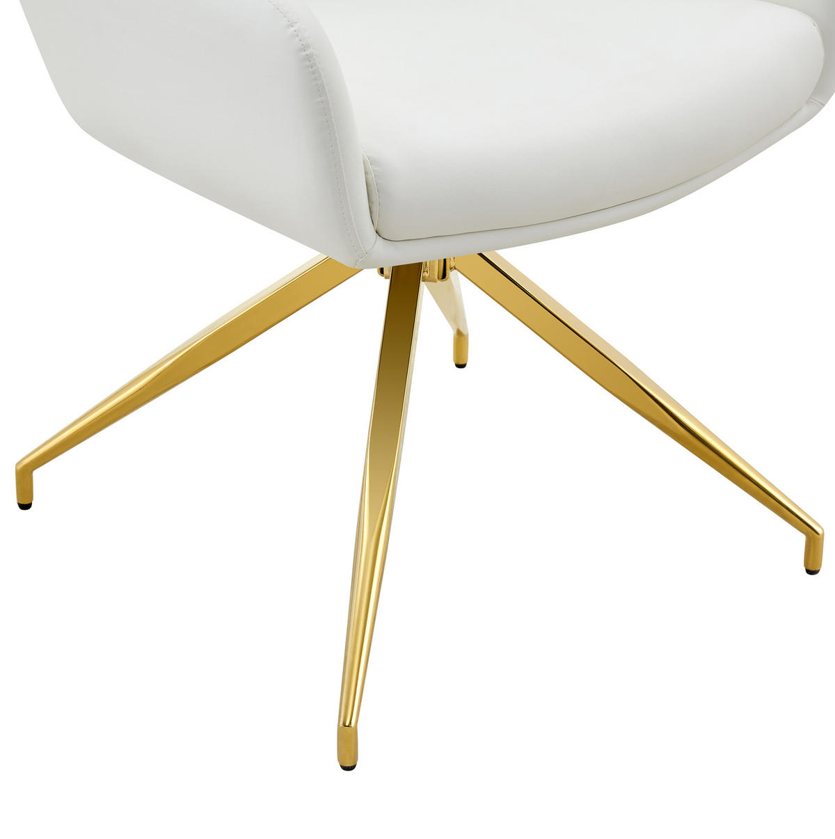 DREHSTUHL 2er-Set 360° drehbar 85 cm PU Weiß Goldfarben - Weiß, Metall (50/85/55cm) - Meubliv