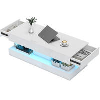 COUCHTISCH 120/50/42 cm weiß aus Spanplatte mit LED-Licht - Weiß, Holz (120/50/42cm) - OKMYHOME