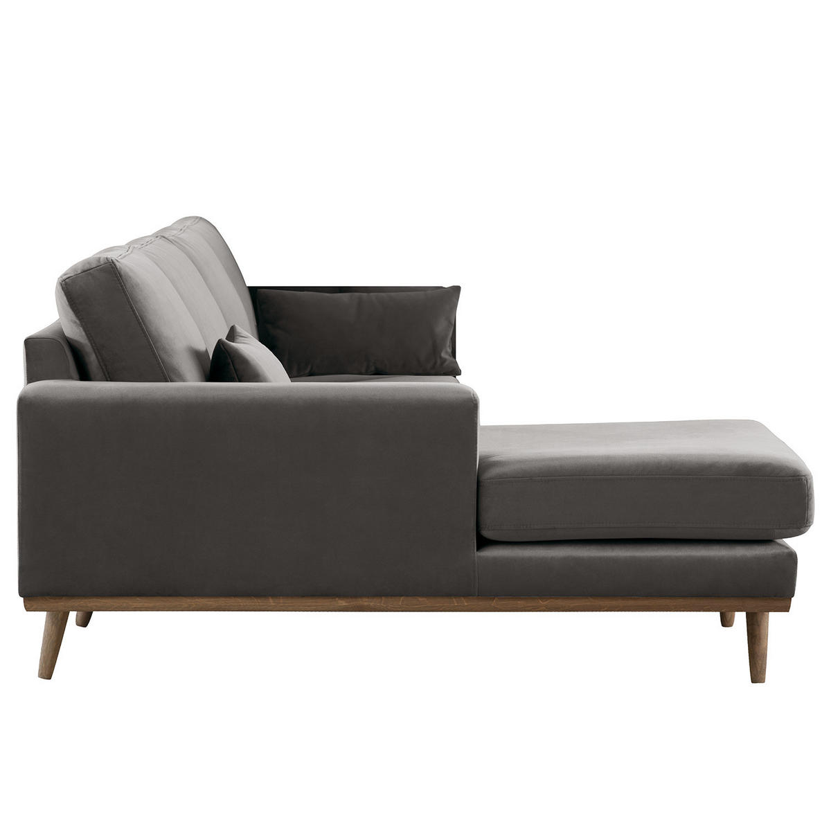 ECKSOFA mit Longchair - Eichefarben/Dunkelgrau, Eichenholz/Textil (281/153cm) - home24