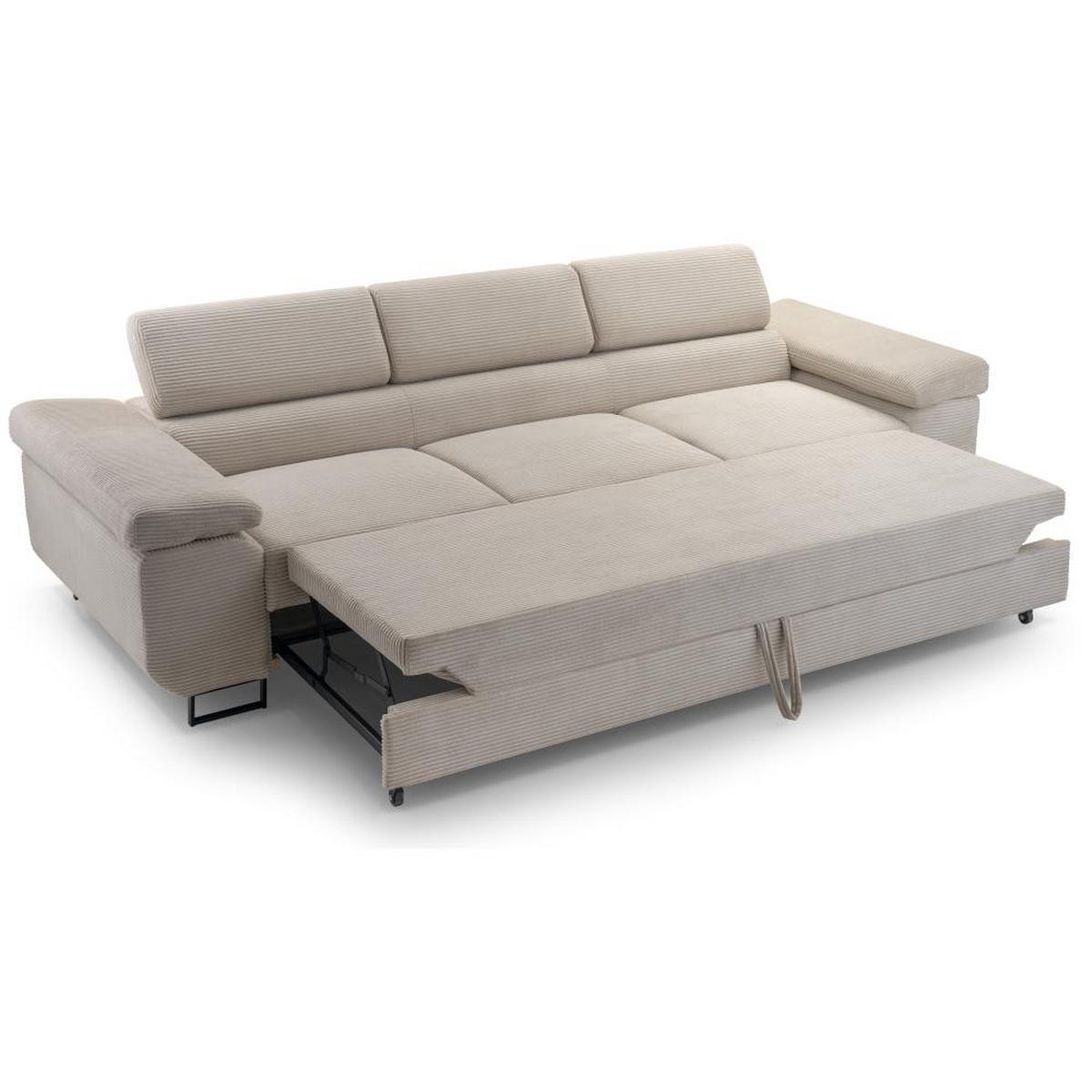 3-SITZERSOFA mit Schlaffunktion Navio hellgrün - Schwarz/Hellgrün, Textil (274/90/98cm) - Beautysofa