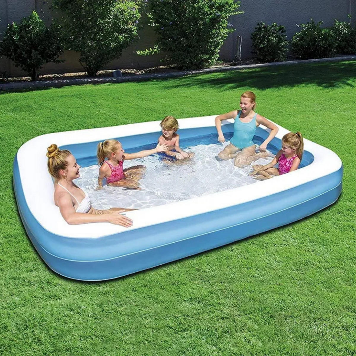PLANSCHBECKEN Family Pool Blau 305 × 183 × 46 cm Aufblasbar - Blau/Weiß, Kunststoff (305/46/183cm) - Bestway