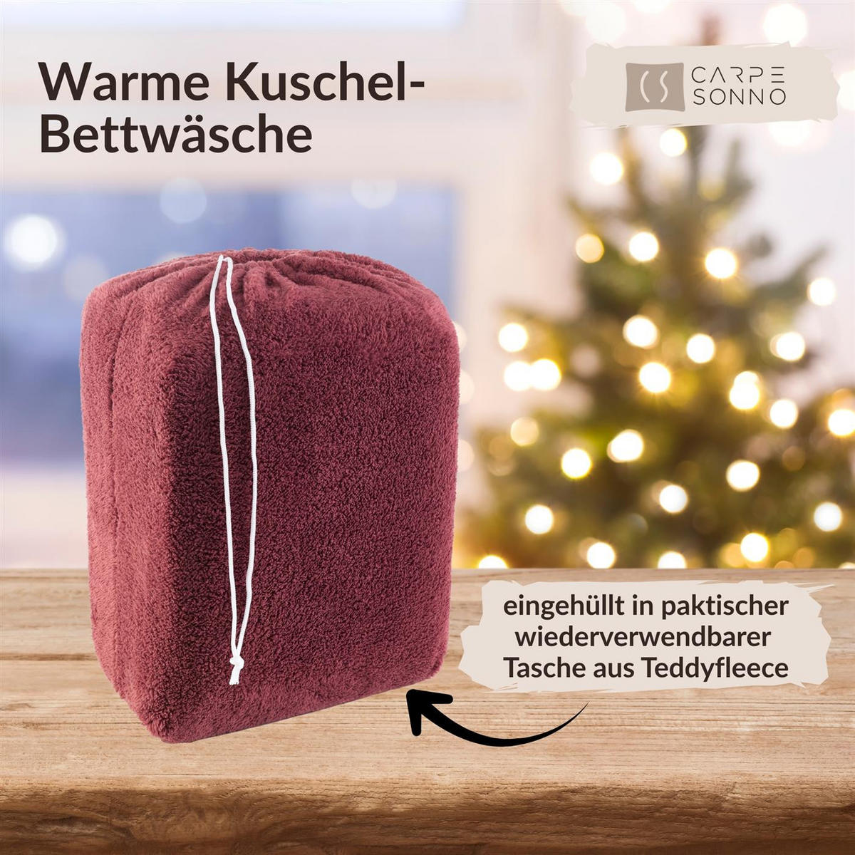 WINTER-BETTWÄSCHE 135x200 Teddy Fleece Warmer Plüsch Bettbezug Kuschelig - Rot - Bordeaux, Textil (135/200cm) - Carpe Sonno