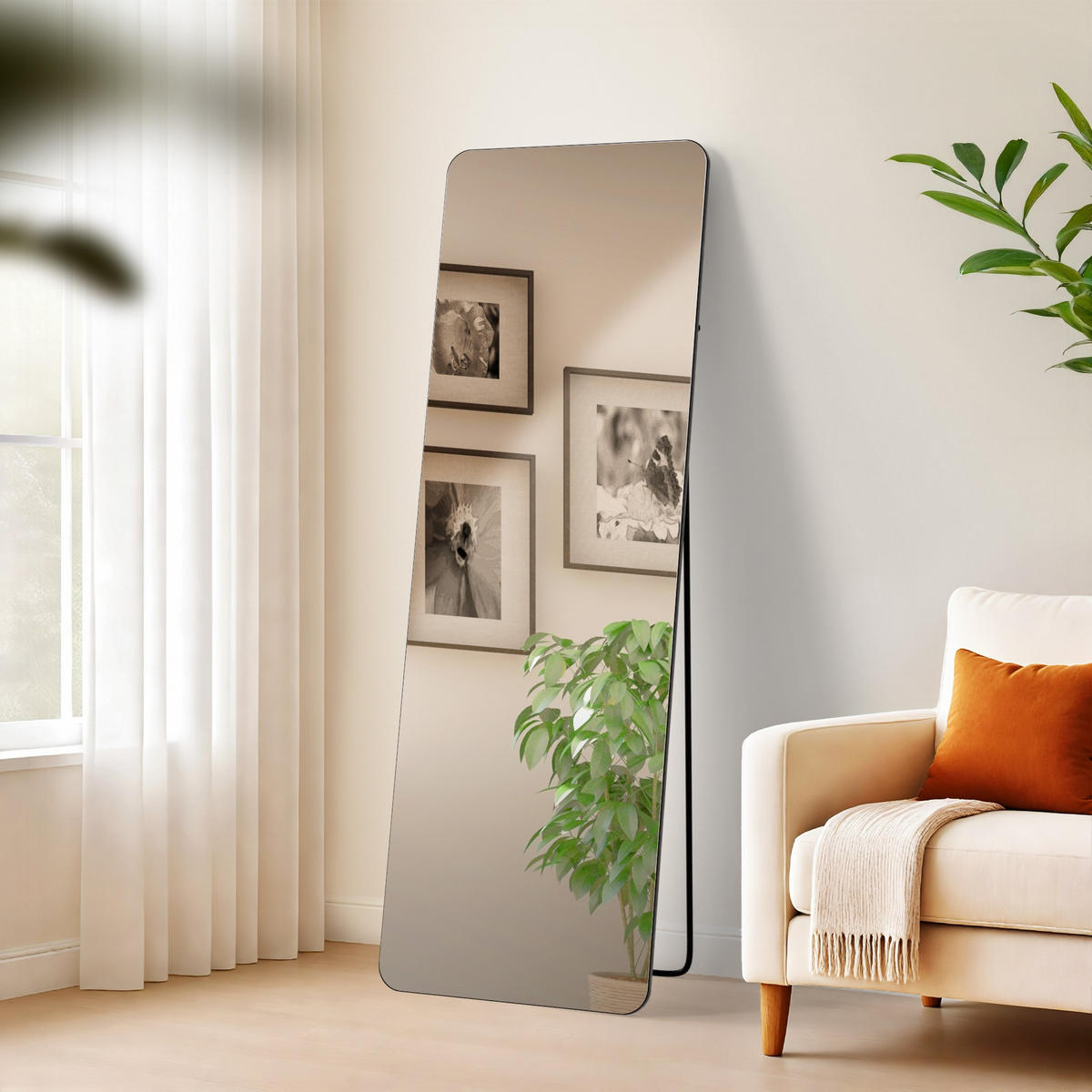 STANDSPIEGEL Murcia Glas Schwarz-matt Ganzkörperspiegel - Schwarz, Glas (50/150/3cm) - DELUKE