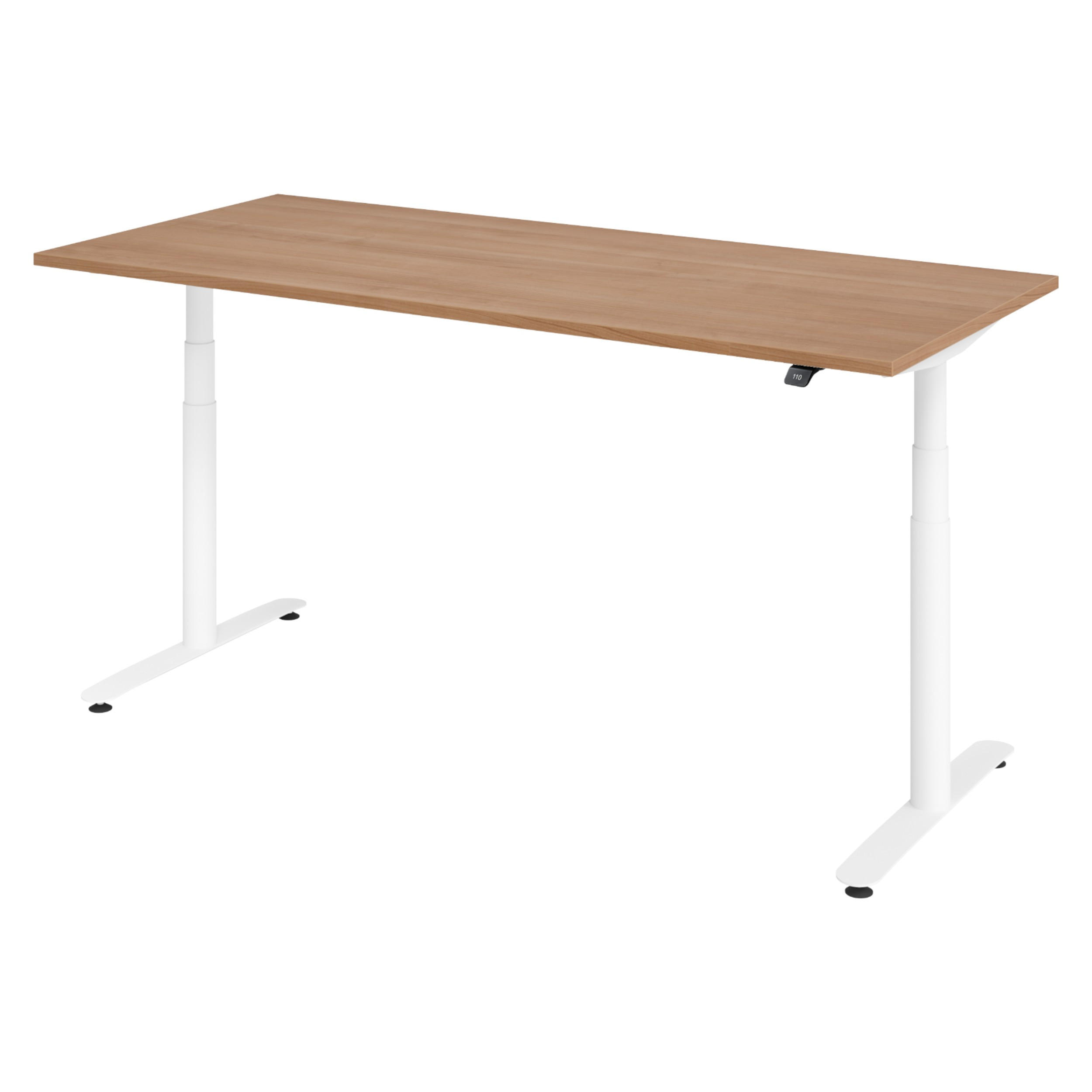 SCHREIBTISCH elektrisch Bluetooth & App XDLR 180/80/72 cm in Nussbaumfarben/Weiß - Nussbaumfarben/Weiß, Holzwerkstoff (180/80/72cm) - bümö
