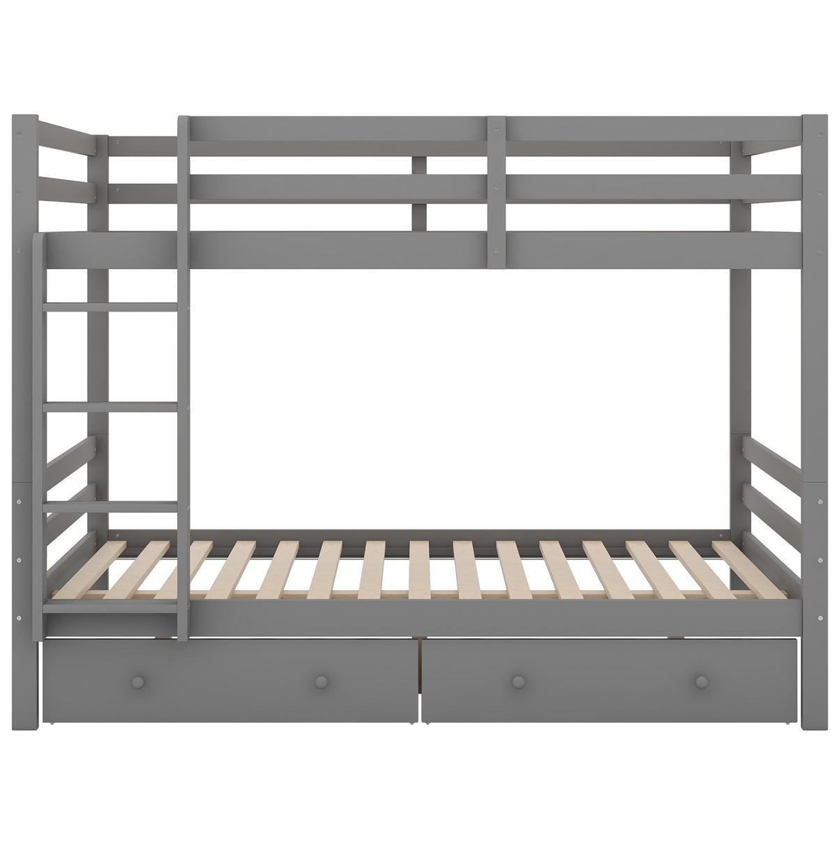 ETAGENBETT 140/200 cm in Grau mit Stauraum und hohen Geländern - Grau, Holz (140/200cm) - BEAOK