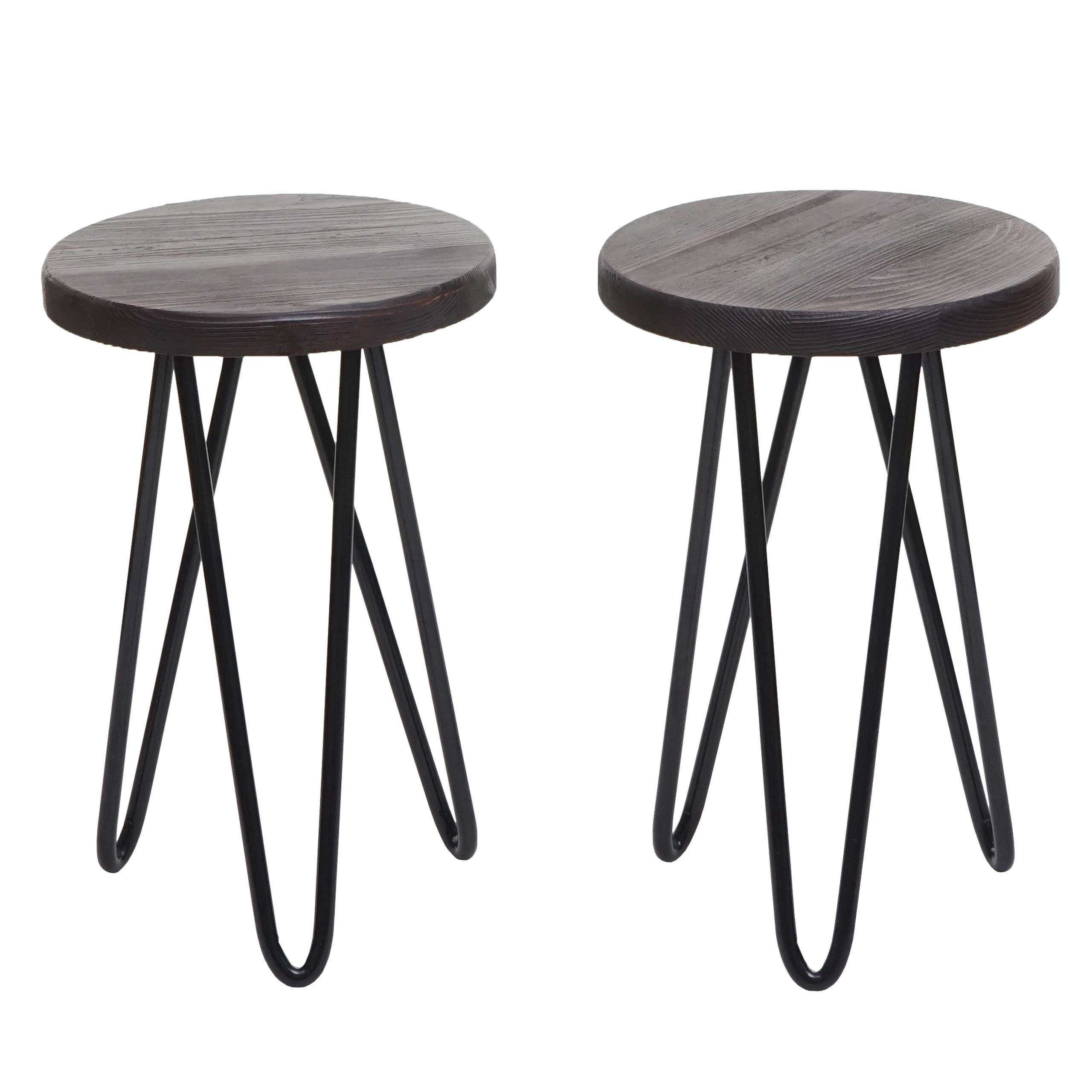 BEISTELLTISCH rund Dunkelbraun, Schwarz 2er-Set - Dunkelbraun/Schwarz, Holz (25/25/40cm) - MCW