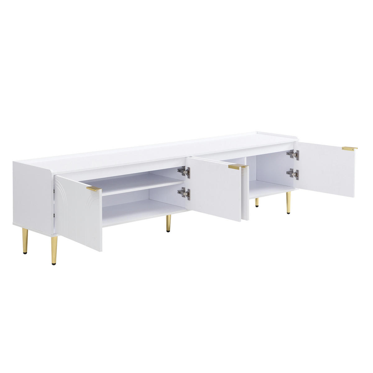 TV-LOWBOARD aus MDF 170x35x47,5 cm Weiß mit Stauraum, Kabeldurchführung und goldfarbenen Metallfüßen - Weiß, Holzwerkstoff (170/47.5/35cm) - IVMEU
