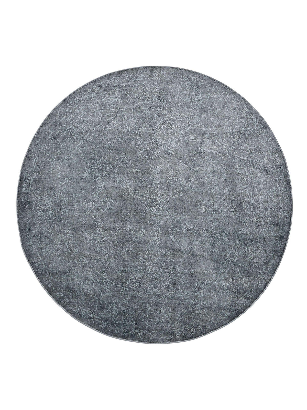 VINTAGE-TEPPICH Miray waschbar ø 160 cm rund - Creme/Grau, Kunststoff (160/160cm) - benuta Nest