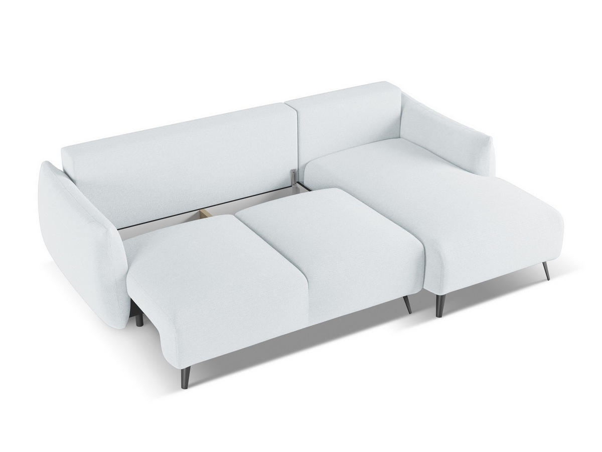 ECKSOFA mit Schlaffunktion Chenille Stoff Blau - Blau/Schwarz, Textil/Metall (242/162cm) - Makamii