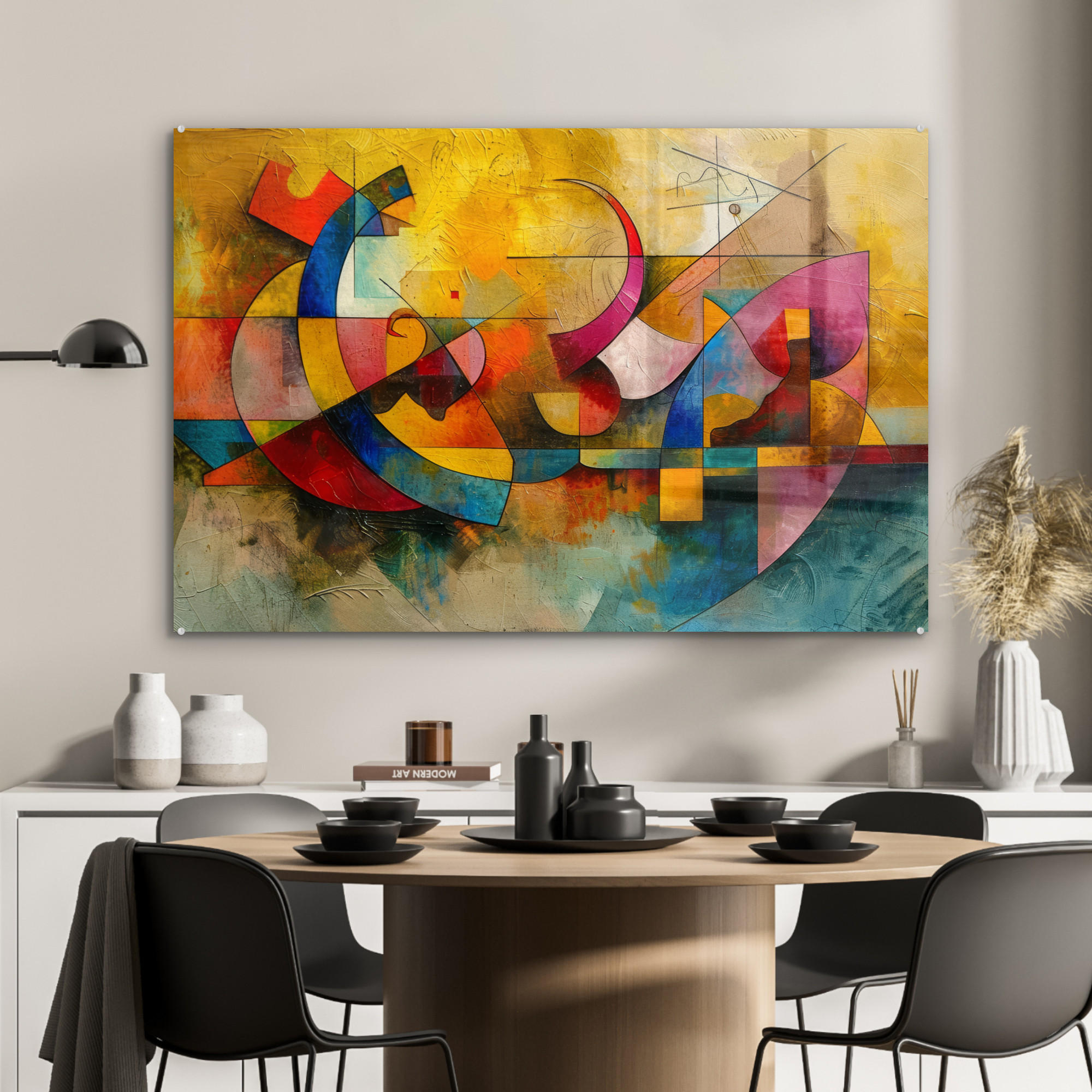 ACRYLGLASBILD Kunst - Abstrakt - Modern 90x60 cm - Gelb, Glas (90/60cm) - MuchoWow