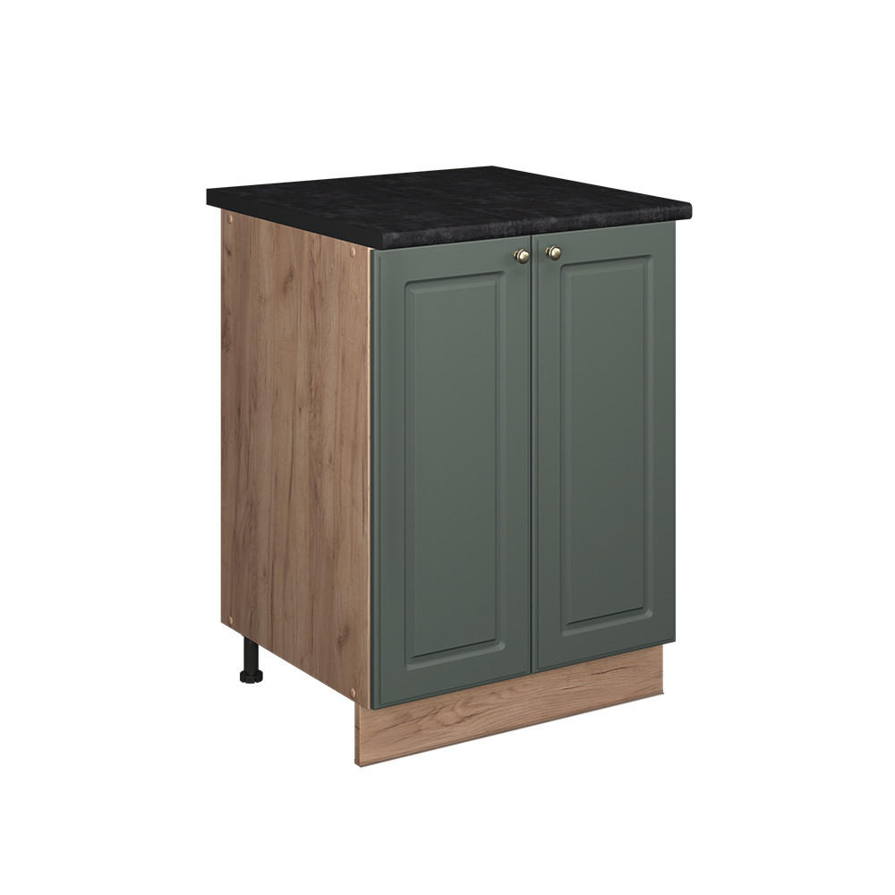 SPÜLENUNTERSCHRANK Fame-Line, Grün-Gold Landhaus/Goldkraft Eiche, 60 cm - Honigeiche/Grün, Holzwerkstoff (60/82/60cm) - Vicco