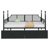 METALLBETT 90/200 cm Vintage Schwarz mit Ablagefächern - Schwarz, Metall (90/200cm) - OKWISH