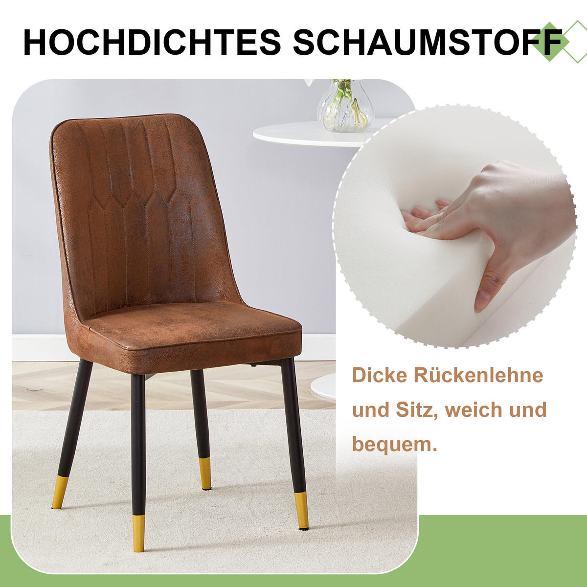 ESSZIMMERSTUHL 2er set stoff tech gepolstert metallbeine - Braun, Textil (43/89/41.5cm) - Urban Meuble