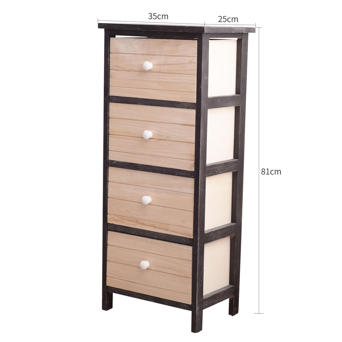KOMMODE Weiß 25/35/81 cm - Weiß, Holz (25/81/35cm) - Mobili Rebecca