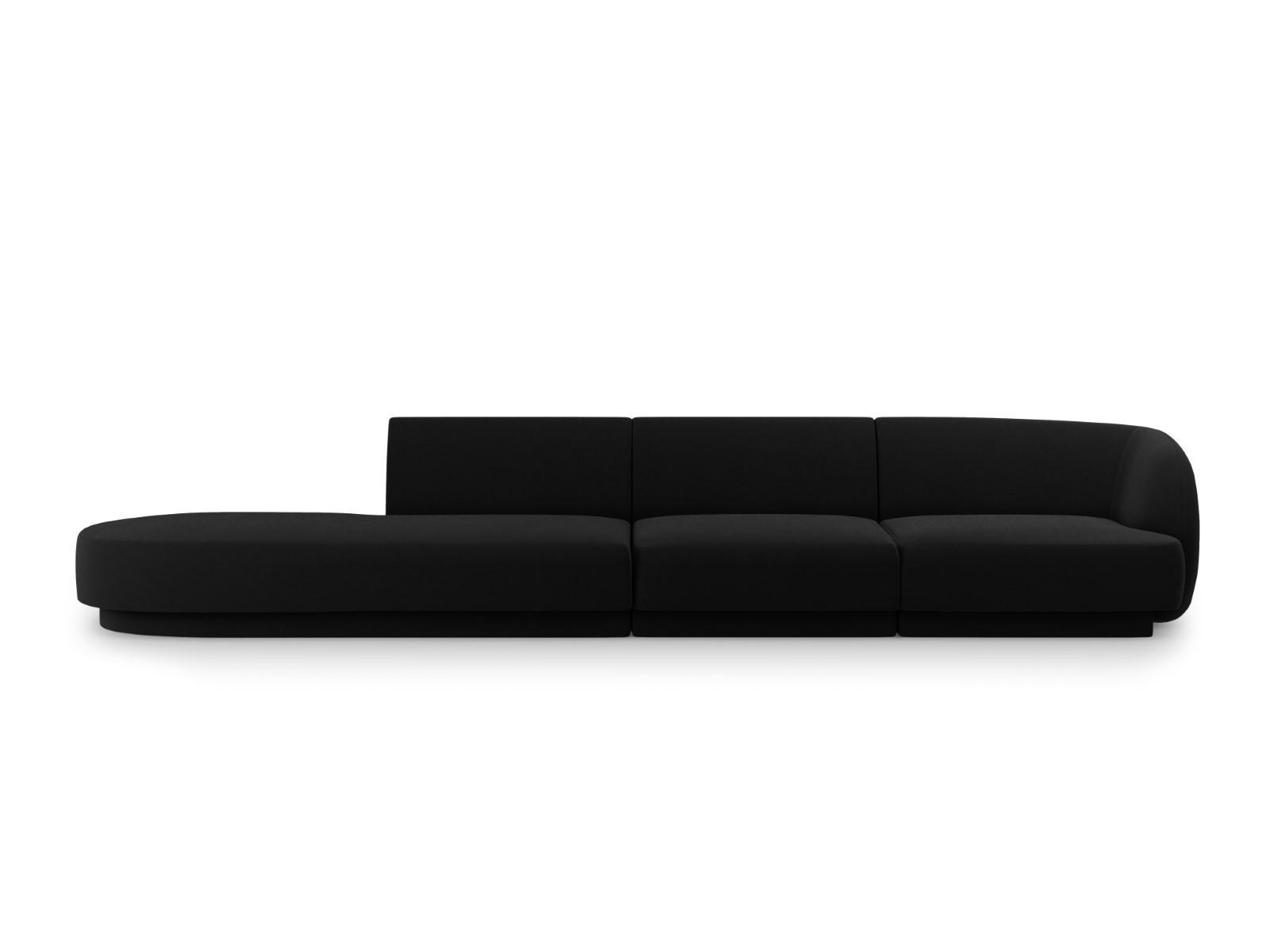LINKES-SOFA Miley aus Samt schwarz 4 Sitzplätze - Schwarz, Textil (90/70/323cm) - Micadoni