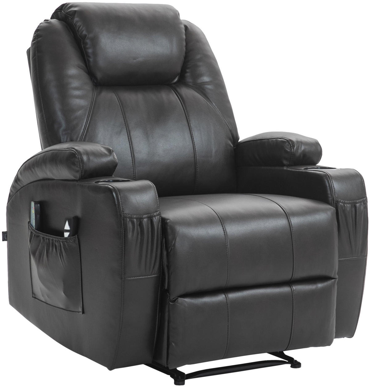 SESSEL Lederlook braun - Schwarz/Braun, Textil/Metall (83/105/94cm) - CLP